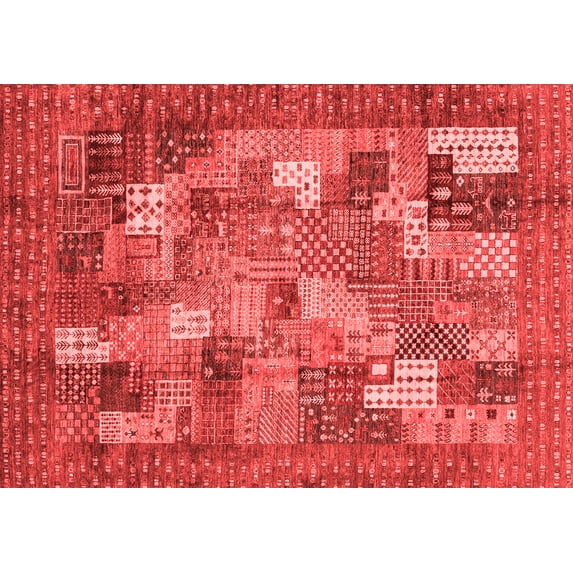 Ahgly Company Indoor Rectangle Abstract Red Modern Area Rugs, 2' x 4'