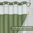 thumbnail image 6 of Ikfashoni Green Hookless Shower Curtain with Snap in Liner, Waffle Weave Waterproof Fabric Mesh Window Bathroom Curtain, 72"X74", 6 of 6