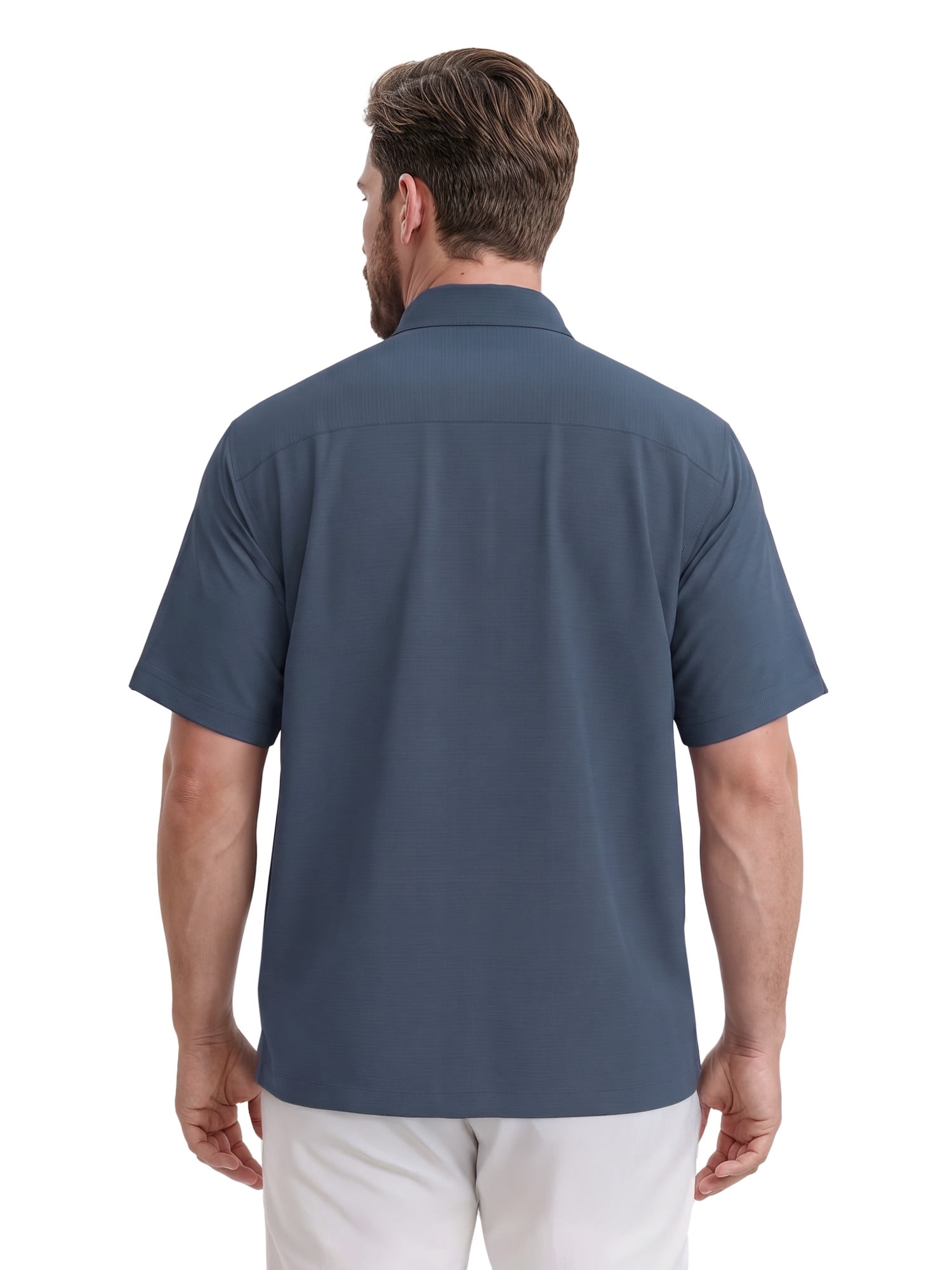 Cafe Luna Men's & Big Men's Geo Panel Print Short Sleeve Button Down Shirt, Sizes S-5XL