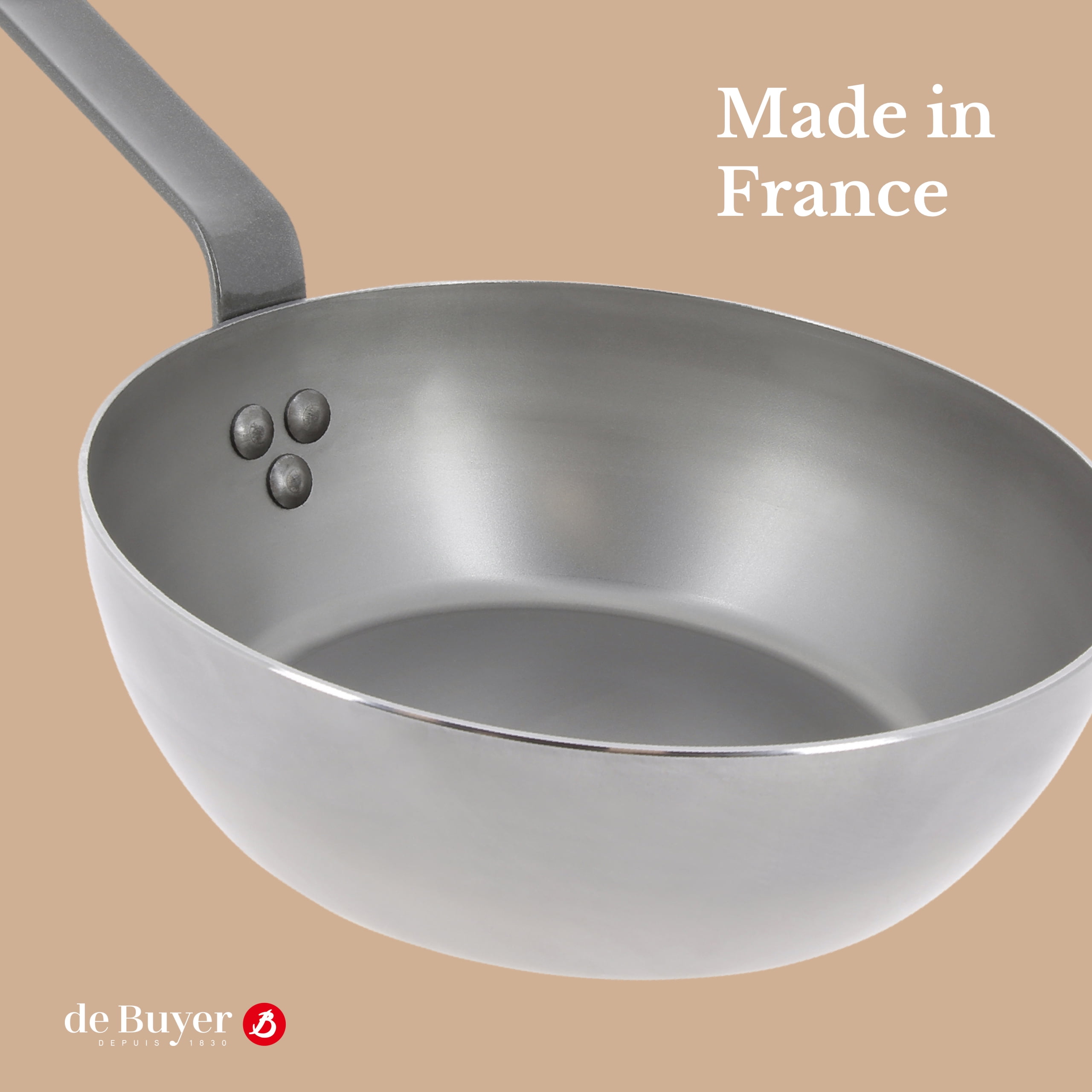  de Buyer MINERAL B Carbon Steel Fry Pan - 12.5” - Ideal for  Searing, Sauteing & Reheating - Naturally Nonstick - Made in France: Stir  Fry Pans: Home & Kitchen