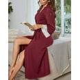 thumbnail image 6 of Richie House Women Kimono Sexy Robes Long Knit Bathrobe V-neck Casual Loungewear RHW2905, 6 of 7