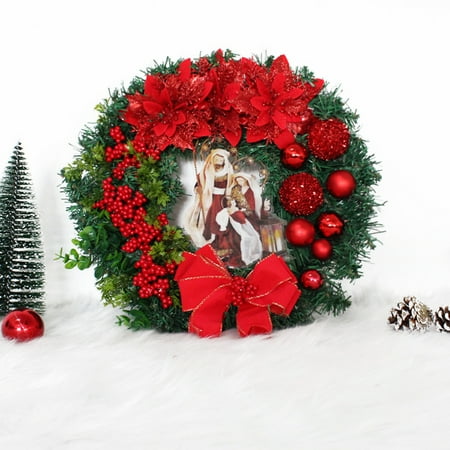 

Esaierr Jesus Christmas Wreath Simulation Wreath Suitable for Holiday Wedding Party Hanging Decorations Exquisite Workmanship