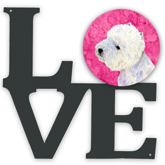 Pink Westie Metal Wall Artwork LOVE