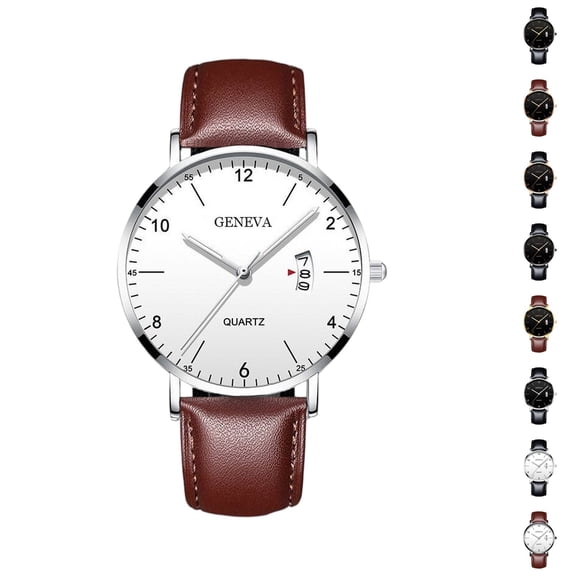 Resicozy Men Watch Quartz Waterproof Wristwatch with Leather Band Casual Simple Fashion Mens Watches Gift
