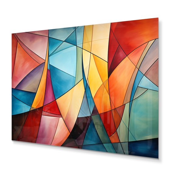 Designart "Rainbow Colored Cubist Forms III" Cubism Metal Wall Art