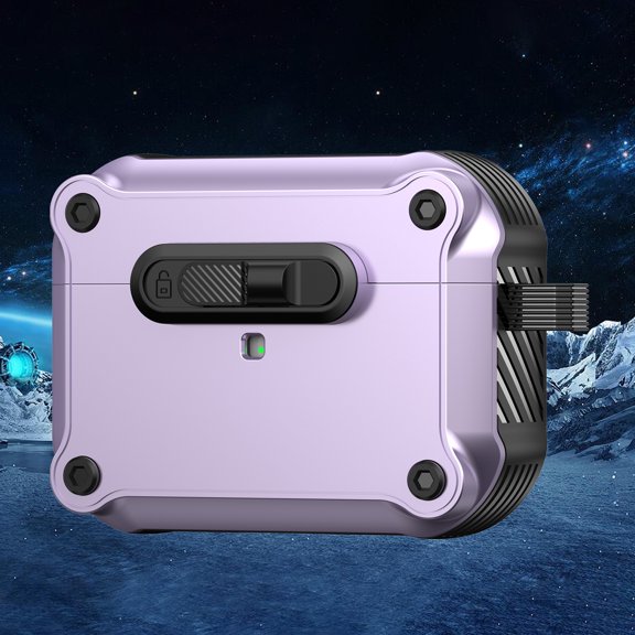 Case Compatible with Airpods Pro 3rd Gen (2025), Drop-Proof Horizontally Secure Slide Lock Clip, Easy Open, Military Grade Armor Shockproof Rugged Shell Protective Cover for Women Men, Purple