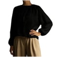 thumbnail image 7 of Ashirexll Tops for Women Trendy, Fashion Solid Color Round Neck Wrinkled Pullover Long Sleeve Shirts, 7 of 7