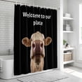 thumbnail image 6 of Funny Cow Shower Curtain, Waterproof Shower Curtains for Bathroom, Welcome To OUR Place Modern Retro Washable Fabric Bathtub Curtain Set Bath Decor with 12 Hooks 48"x72", 6 of 8