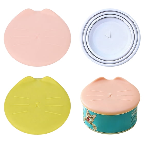 BPPEG 3Pcs Airtight Pet Food Can Lids,Flexible TPR Can Covers for Dog and Cat Food,3-in-1 Cat Head Dog Food Can Lids,Universal Size Fit Most Dog and Cat Food