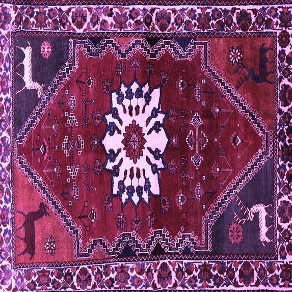 Ahgly Company Indoor Square Persian Purple Traditional Area Rugs, 6' Square