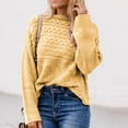 thumbnail image 2 of Herrnalise Women's Knitted Crop Tops Casual Round Neck Pullover Blouse Long Sleeve Solid Tops Sweater Pullover Jumper Sweaters, 2 of 6