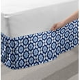 thumbnail image 2 of Indigo Bed Skirt, Oriental Moroccan Tiles Like Image Floral Details, Elastic Bedskirt Dust Ruffle Wrap Around for Bedding Decor, 4 Sizes, Turquoise Dark Blue, by Ambesonne, 2 of 2