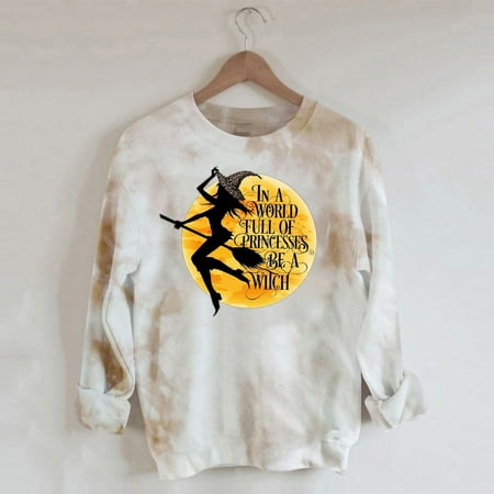 

jsaierl Oversized Sweatshirt for Women Long Sleeve Funny Graphic Pullover Halloween Sweatshirt Crewneck Workout Tops for Women Cute Print Sweatshirts for Teen Girls