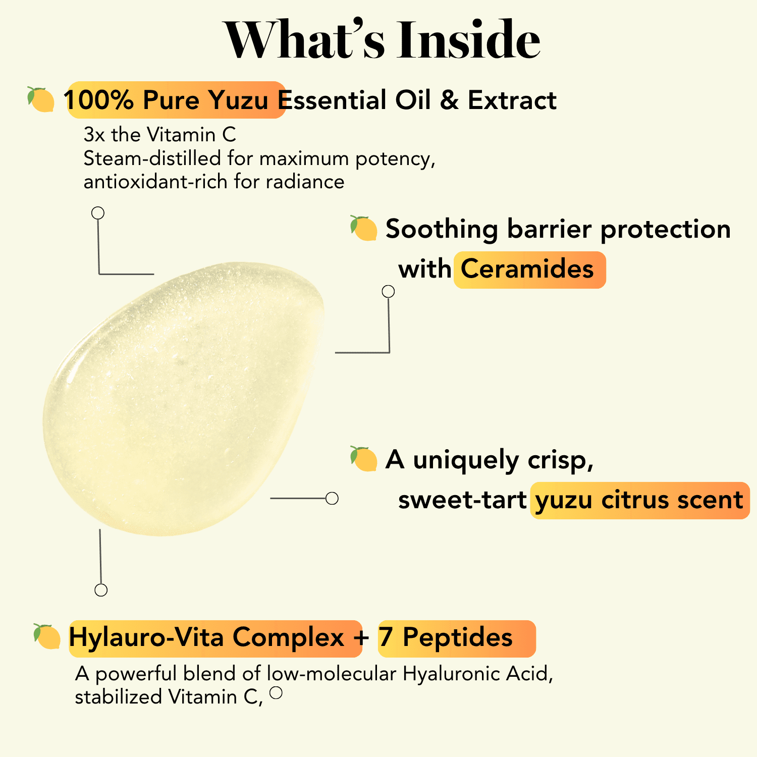 Vitamin C Serum For Face From Yuzu - Brightening Formula With Hyaluronic Acid 7 Peptide Mix And Niacinamide, Deeply Hydrate, Improve Uneven Skin Texture, Vegan, Korean Skin Care (50 ml)