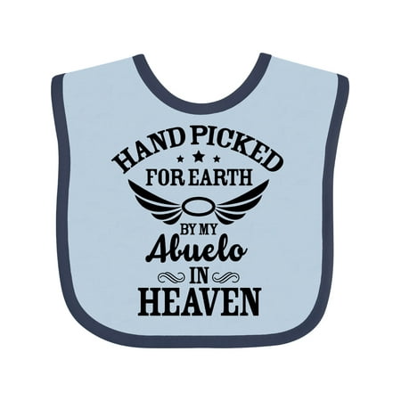 

Inktastic Handpicked for Earth by My Abuelo in Heaven with Angel Wings Gift Baby Boy or Baby Girl Bib