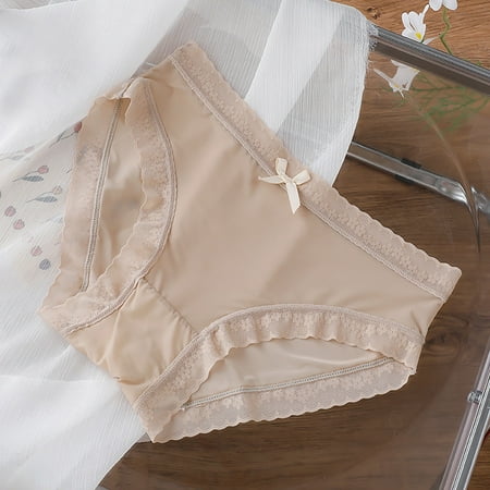 BYHONG Custom Letter Logo Low Waist Striped Tangas No Show Bikini Custom Thongs Women Underwear Panties Cotton Thong Panties for Women Khaki M