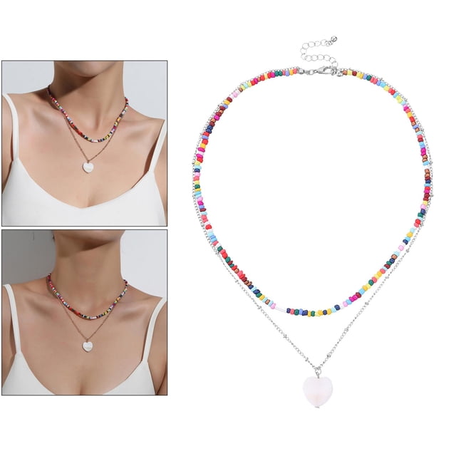 Collar de concha de concha de gargantilla de cadena larga colgante bohemio de moda para mujer - de material acero Fernando collar de doble capa