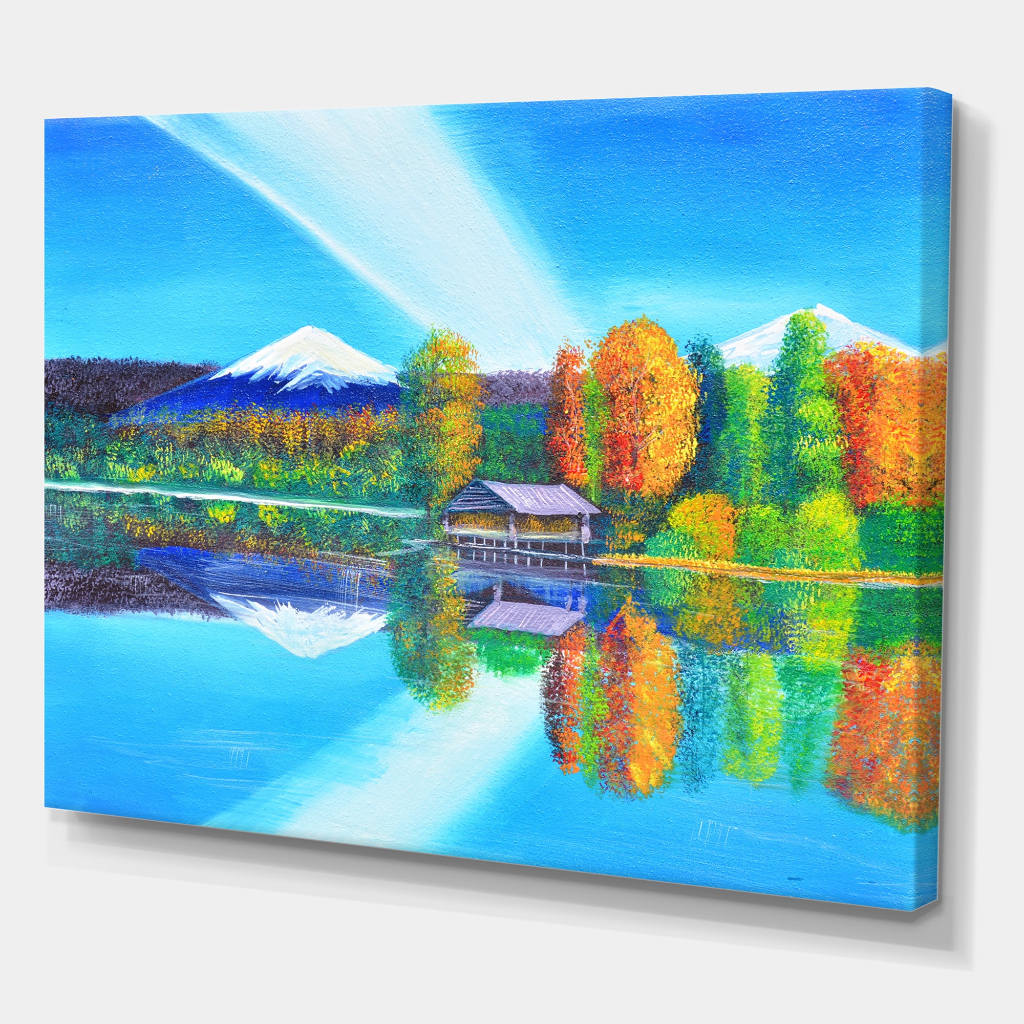 Designart ' Reflection Of Mountain and Sky On The Lake Water ' Nautical & Coastal Canvas Wall Art Print