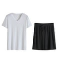 thumbnail image 1 of Men's Pajama Set Lightweight Quick Drying Short Sleeve V-Neck Shirt with Soft Comfortable Shorts for Relaxing Sleep, 1 of 4