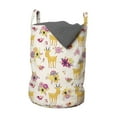 thumbnail image 1 of Floral Laundry Bag, Cartoon Style Print of Deer and Blossoming Flower Arrangements, Hamper Basket with Handles Drawstring Closure for Laundromats, 13" x 19", Champagne and Multicolor, by Ambesonne, 1 of 4
