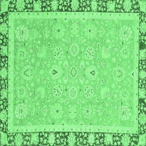 Ahgly Company Indoor Square Oriental Emerald Green Traditional Area Rugs, 3' Square