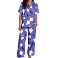 thumbnail image 4 of Halloween Pjs Women 2 Piece Short Sleeve Lapel Graphic Print Buttoned Top And Pants Loungewear Women's Sleepwear S, 4 of 7