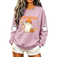 thumbnail image 6 of Kezqiaxn Halloween Women's Sweatshirt Fashion Long Sleeve Loose Casual Crew Neck Sweatshirts Fall Winter Clothes Pink L, 6 of 6