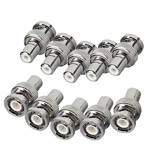 10x BNC Male to RCA Male Adaptor-Gold Plated for CCTV 