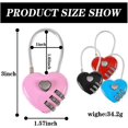 thumbnail image 2 of 4pcs Heart Padlock, Combination Lock Mini Code Lock Wire Rope 3-digit Code Combination Padlock Couple Padlock Resettable Password Luggage Lock For Lug, 2 of 4