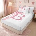 thumbnail image 2 of meiyoeat Pink Watercolor Bow Letter B Zipper Full Size Comforter Sets with Fitted Sheet and 2 Pillowcases for Girls, Cute Princess Monogram Zipper Bedding Set, Pink Reversible, 4pcs, 2 of 6