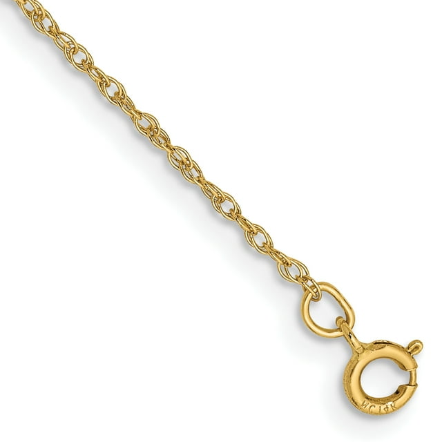 14k Yellow Gold 7 Inch .8mm Baby Rope Chain Bracelet