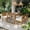 Beige,Natural, variant on Harper & Bright Designs Farmhouse Outdoor Patio Dining Set for 4, All Weather 5 Pieces Acacia Wood Dining Table Set with 4 Chairs and Cushion for Garden Deck, Beige,Natural