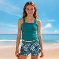 thumbnail image 2 of HCNTES Girls Swimsuits Two Piece Tankini Sets Ruffle Bathing Suit with Chest Pad Size 6-15 Years(Dark Green,8-9 Y), 2 of 4