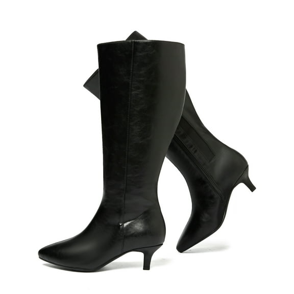 Women's Extra Wide Calf Knee High Boots Stiletto Heeled True Wide Width Plus Size Knee-High Boot Comfort Pointed Toe Tall Long Boots for Women.