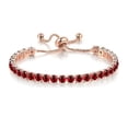 thumbnail image 3 of Paris Jewelry 10k Rose Gold 6 Ct Created Garnet Round Adjustable Tennis Bracelet and Earrings Set Plated, 3 of 7