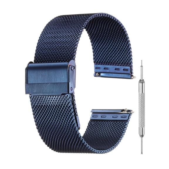 Mesh Watch Bands for Men Women, Stainless Steel Quick Release Mesh Watch Strap with Tools(22mm, Dark Blue)
