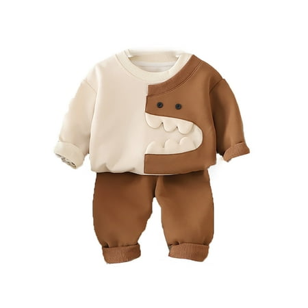 

Xiulive Autumn New Boys Color Matching Cartoon Crew Neck Hoodie Long Sleeved Suit Boys Baby Casual Pants Two Piece Set Kids Classic Fit Matching sets