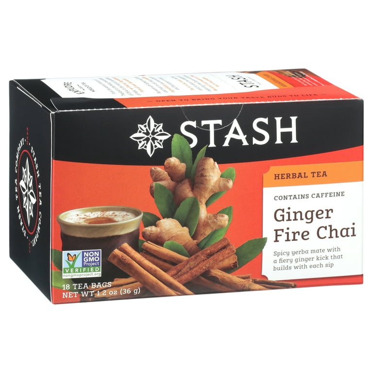 Stash Decaf Ginger Fire Chai Herbal Tea Bags, 18 Ct, 1.2 oz
