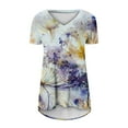 thumbnail image 4 of Womens Plus Size Tops,Womens Blouses,Women's Fashion Casual V-Neck Flower Loose Painting Short Sleeve T-Shirt Top Blouse Shirt, 4 of 5