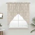 thumbnail image 5 of Beige Damask Kitchen Window Curtains, Swag Curtains Valance for Bedroom Living Room Bathroom, Vintage Country Scroll Floral Patterned Rod Pocket Window Treatment Curtain Block Drapes 2 Panels 36"x63", 5 of 9