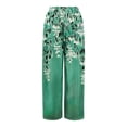 thumbnail image 5 of Plus Size Hawaiian Print Palazzo Pants for Women High Waist Wide Leg Resort Wear Trousers with Pockets Green 2XL, 5 of 7