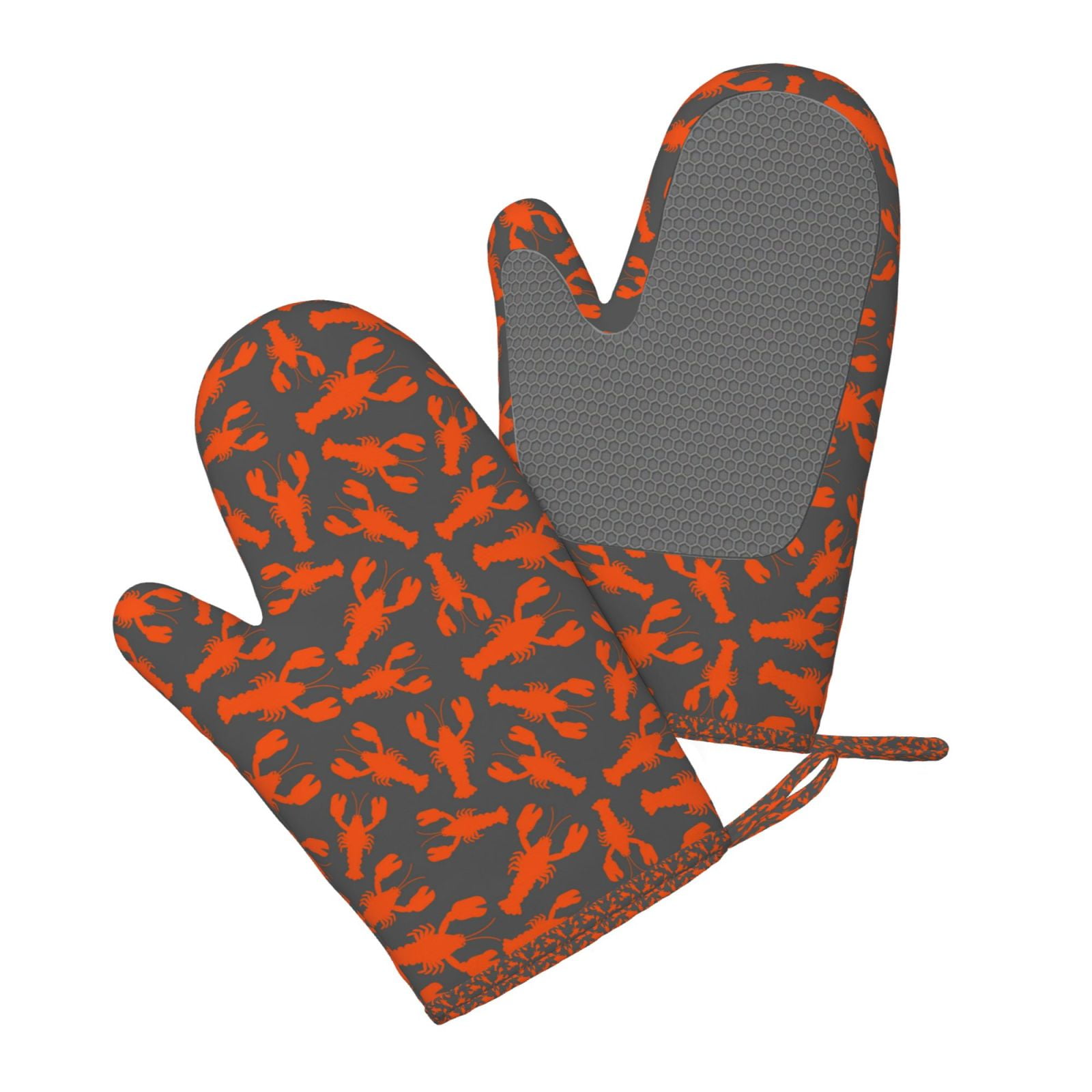 Hirioo Crayfish for Silicone Oven Mitts for BBQ, Baking, Cooking, Set of 2, Heat Resistant 260℃, Non-Slip Kitchen Essentials