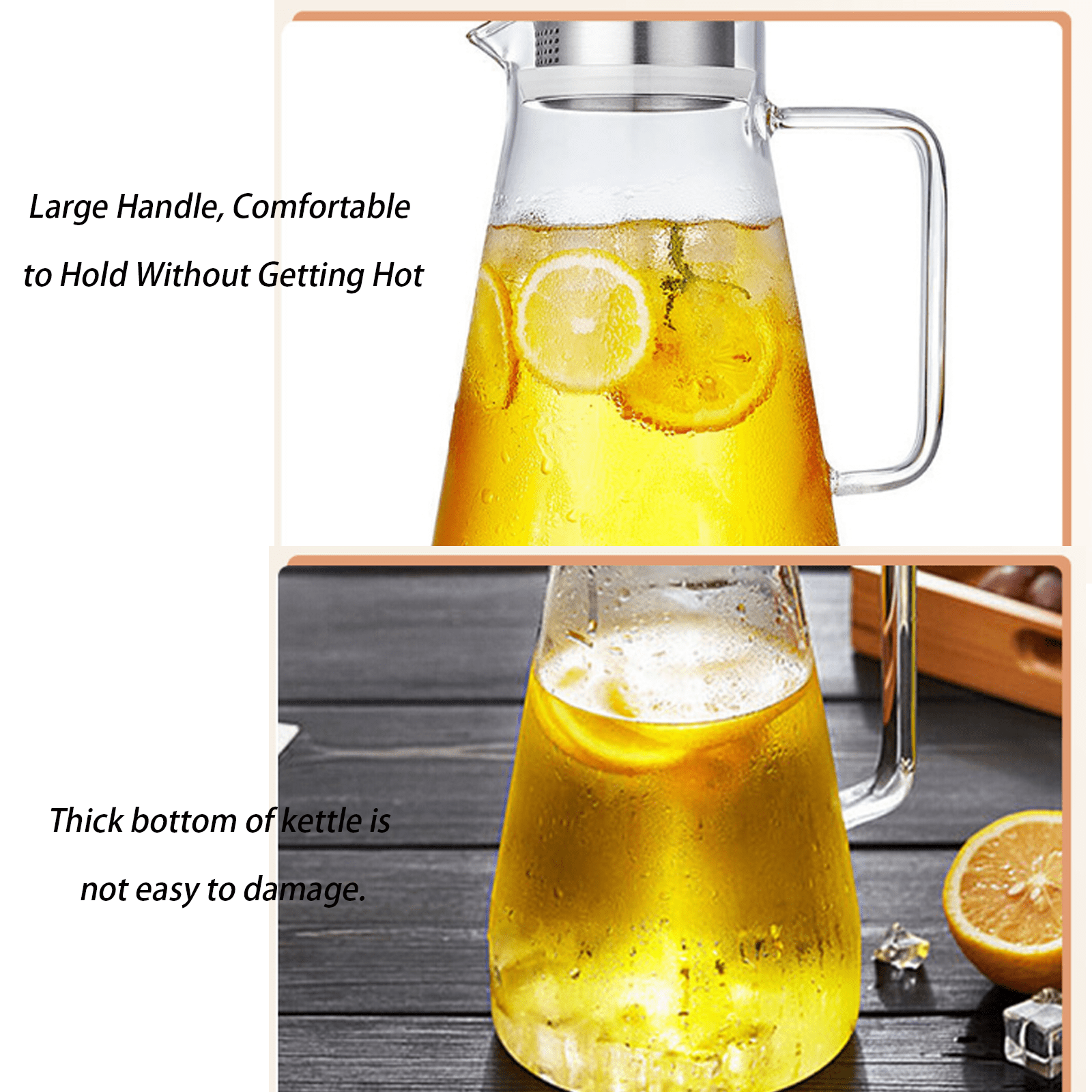 ACDANC Water Jug,Elegant Glass Water Pitcher,Efficient Glass Pitcher with Lid