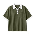 thumbnail image 6 of Hurxie Women's Old Money Half Button Golf Shirts Elegant Collared Tops with Pocket Army Green,2XL, 6 of 8