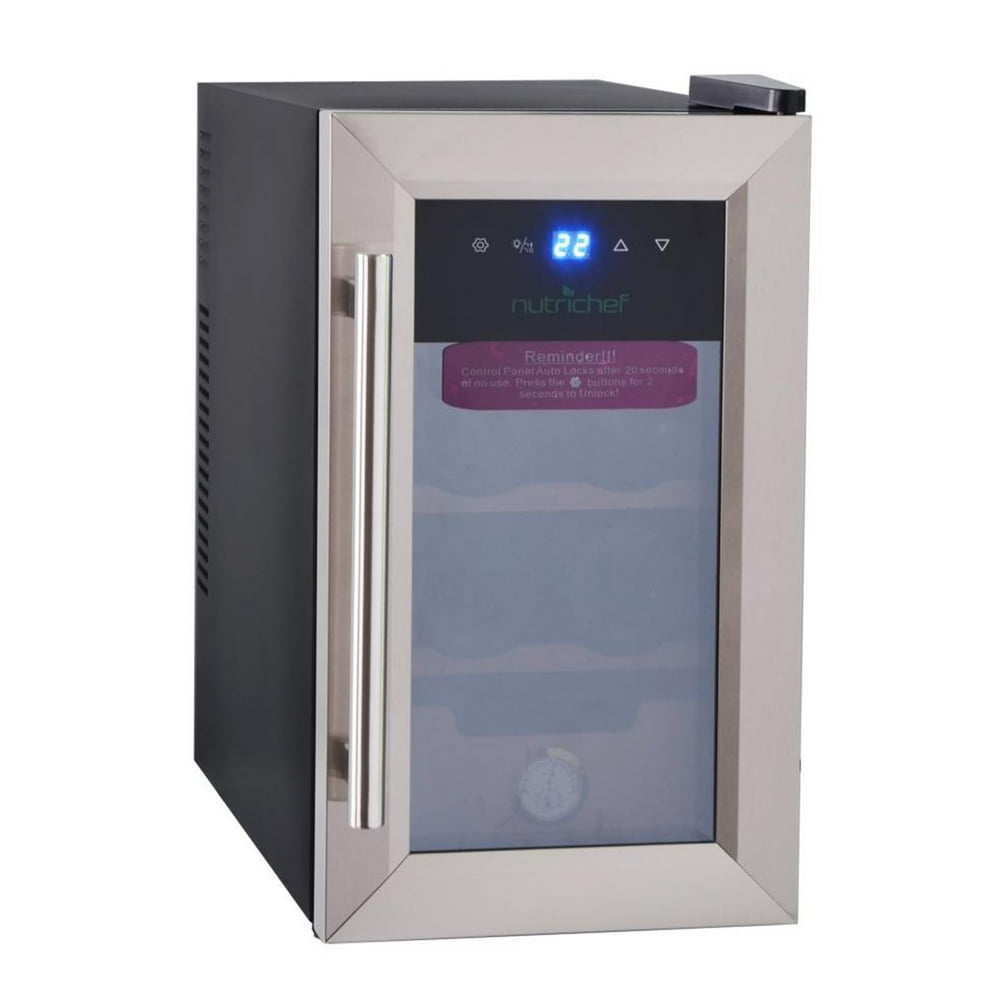 Nutrichef 2in1 Wine Bottle Cellar Fridge with Cigar Cooler Humidor