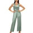 thumbnail image 5 of up to 60% off Gifts Usmixi Jumpsuits for Women Dressy High Waist Fashion Loose Wide Leg Tank Long Jumpsuits Overalls with Belt Summer V-Neck Sleeveless Solid Maxi Formal Rompers Green m, 5 of 7