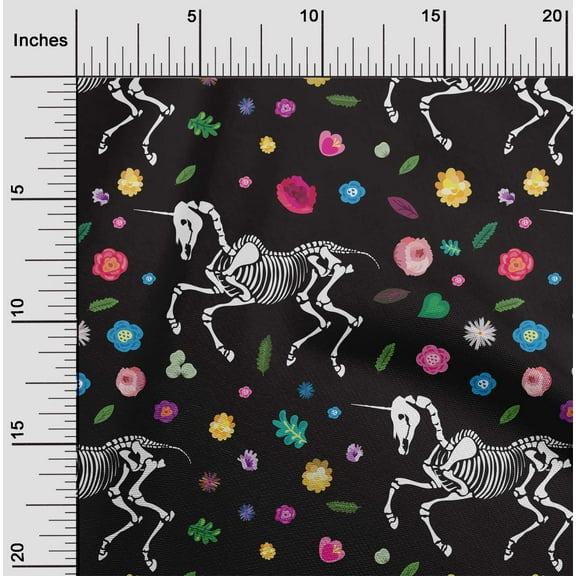 oneOone Cotton Jersey Black Fabric Skull Quilting Supplies Print Sewing Fabric By The Yard 58 Inch Wide