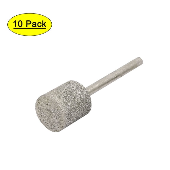 12mm Dia Cylinder Head Diamond Straight Shank Mounted Point Grinding Bits 10pcs