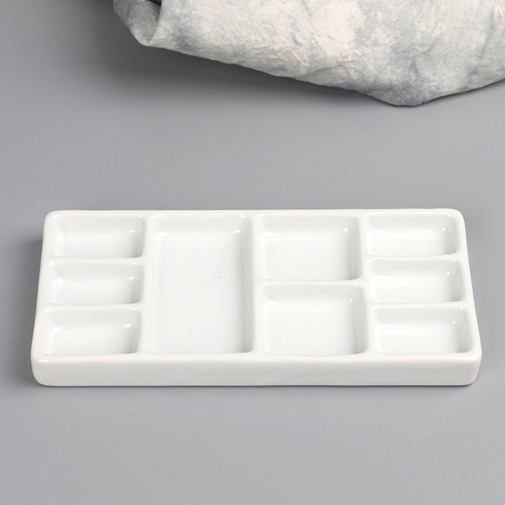Pyramidti Ceramic Palette Paint Trays Watercolor Palette Pallets Painted Painting Pallet Ceramics White 18.00X8.80X1.50CM