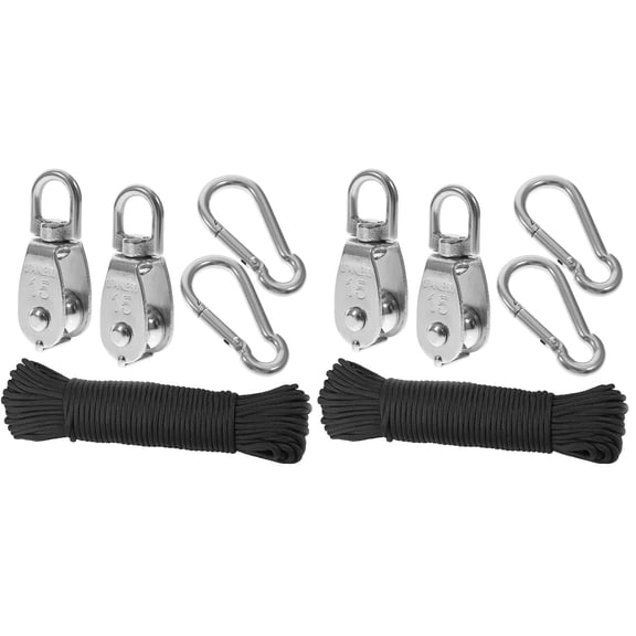 2 Sets Kit Rope Pulley System Bird Feeder Pulley 5.8X3X1.1CM